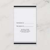 Carte De Référencement Classique Noir & Blanc Élégant Chic Parrainez un(e (Dos)