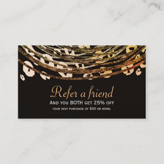 Carte De Référencement Client Bronze Orange Cheetah Exotic Parrainage (Devant)