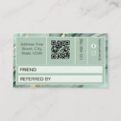 Carte De Référencement Code QR aquarelle vert sauge or  (Dos)