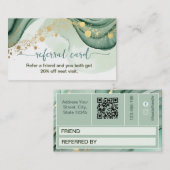 Carte De Référencement Code QR aquarelle vert sauge or  (Devant / Derrière)