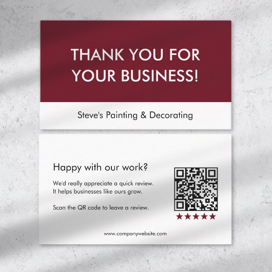 Carte De Référencement Code QR de remerciement pour l'examen de l'entrepr