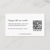 Carte De Référencement Code QR de remerciement pour un avis sur l'entrepr (Dos)