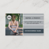 Carte De Référencement Code QR Logo Photo Gris Rayé (Devant)