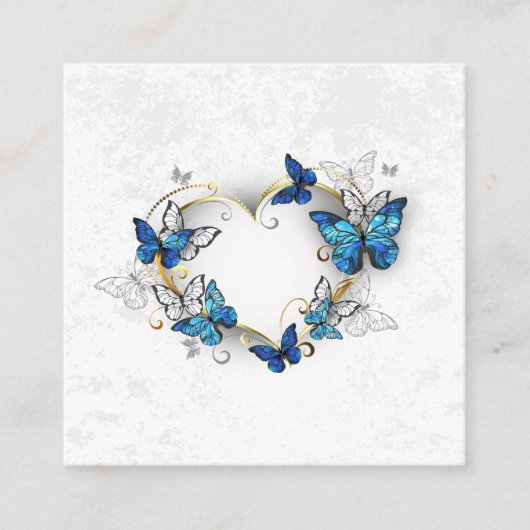 Carte De Référencement Coeur bijoux avec papillons Morpho (Devant)