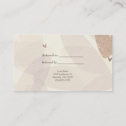 Carte De Référencement Coeurs Rose & Taupe Moderne Chic Référer Un Ami (Dos)
