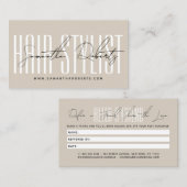 Carte De Référencement Coiffeur moderne script typographie client  (Devant / Derrière)