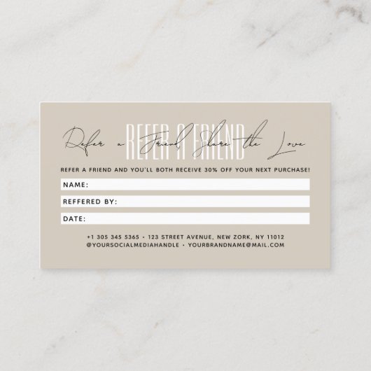 Carte De Référencement Coiffeur moderne script typographie client  (Dos)