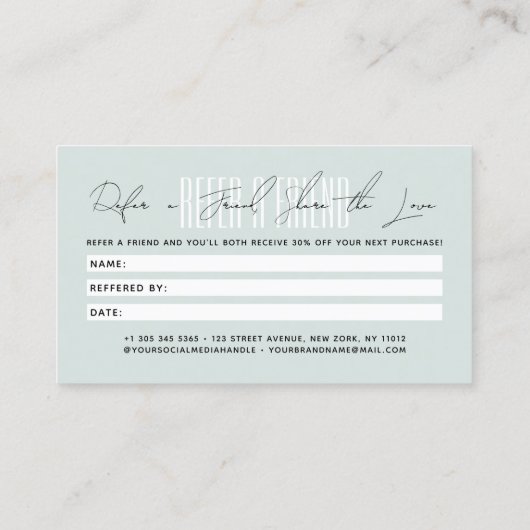 Carte De Référencement Coiffeur moderne script typographie client (Dos)