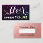 Carte De Référencement Coiffeuse Rose de coiffure Gold Ciseau de référenc (Devant / Derrière)