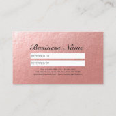 Carte De Référencement Coiffeuse Rose de coiffure Gold Ciseau de référenc (Dos)