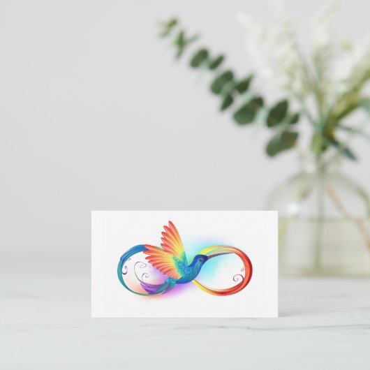 Carte De Référencement Colibri arc-en-ciel avec symbole Infinity (Debout devant)