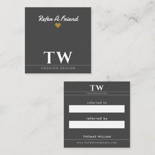 Carte De Référencement Concepteur de mode Noir (Devant / Derrière)