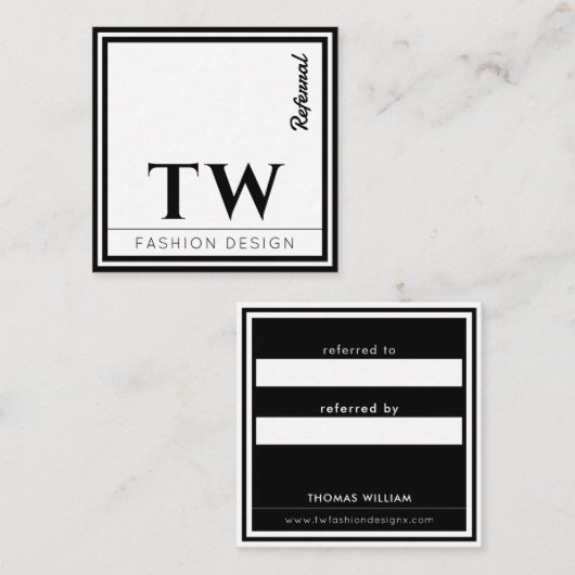 Carte De Référencement Concepteur de mode Noir (Devant / Derrière)