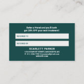 Carte De Référencement Conception de mandala à feuilles de teal sur fond  (Dos)