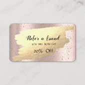 Carte De Référencement Confettis dorés modernes, Rose doré en coup de pin (Devant)