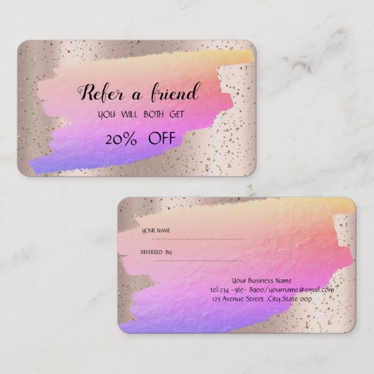 Carte De Référencement Confettis dorés modernes, Rose Goldre ombré par co (Devant / Derrière)