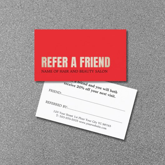 Carte De Référencement Cool Elegant Red Golden Beauty Salon 