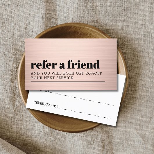 Carte De Référencement Cool Modern Faux Rose Gold Bold Beauty Salon