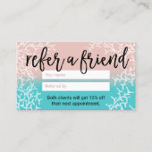 Carte De Référencement Corail et maquillage Turquoise Coiffure Salon de b (Devant)