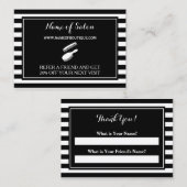 Carte De Référencement Coupon d'aiguillage du salon Black White Stripes t (Devant / Derrière)