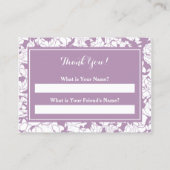 Carte De Référencement Coupon d'aiguillage d'un ami de salon floral viole (Dos)