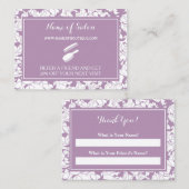 Carte De Référencement Coupon d'aiguillage d'un ami de salon floral viole (Devant / Derrière)