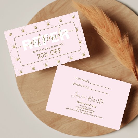 Carte De Référencement Couronne de style rose féminine