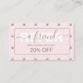 Carte De Référencement Couronne de style rose féminine (Devant)