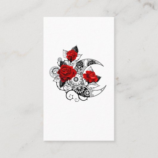 Carte De Référencement Croissant mécanique avec roses rouges (Devant)