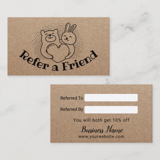 Carte De Référencement Cute Forest Animals Rustic Kraft Referendum (Devant / Derrière)