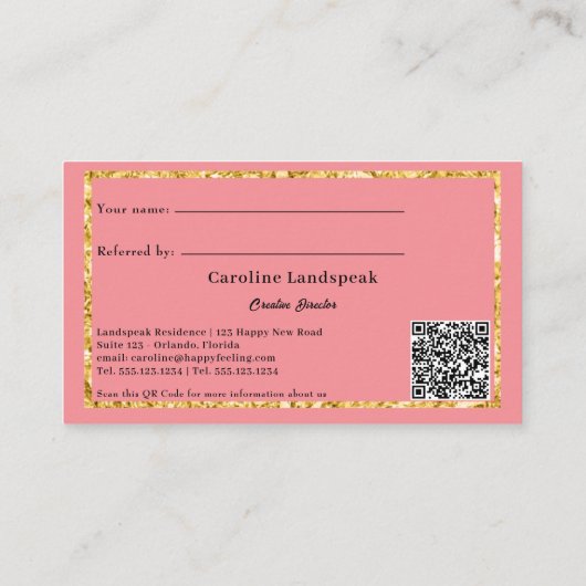 Carte De Référencement Dark Pink & QR Code, référencez un ami (Dos)