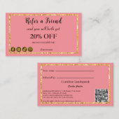 Carte De Référencement Dark Pink & QR Code, référencez un ami (Devant / Derrière)