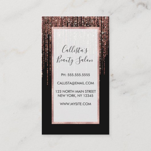 Carte De Référencement Dory Rose Noire Gold Sparkly Glitter Fringe (Dos)