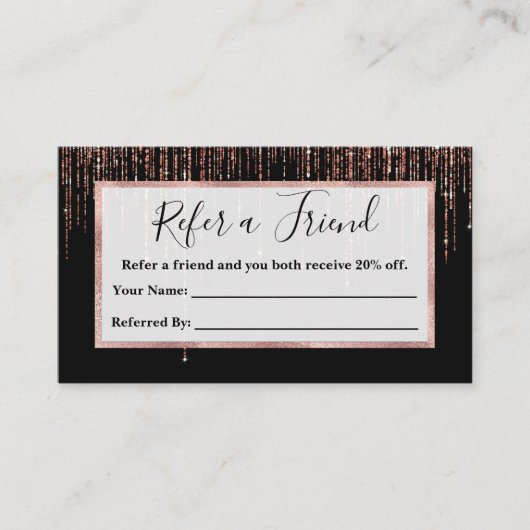 Carte De Référencement Dory Rose Noire Gold Sparkly Glitter Fringe (Devant)