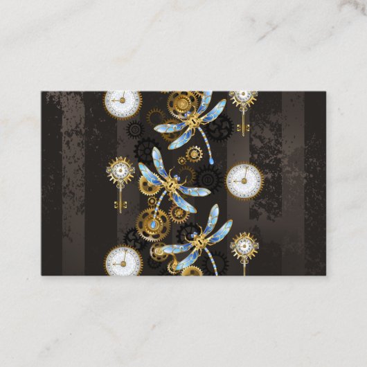Carte De Référencement Dragonflies de Steampunk sur arrière - plan rayé b (Devant)