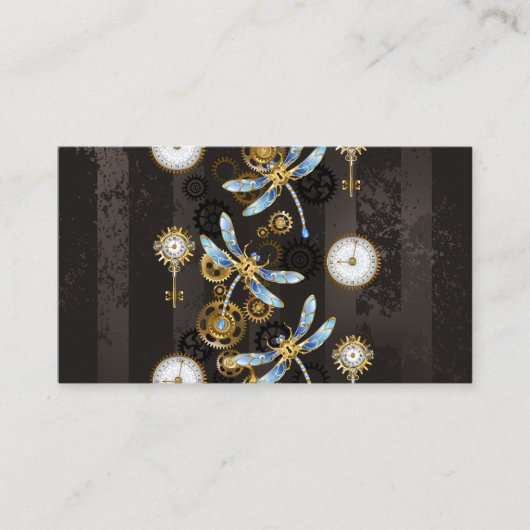 Carte De Référencement Dragonflies de Steampunk sur arrière - plan rayé b (Devant)