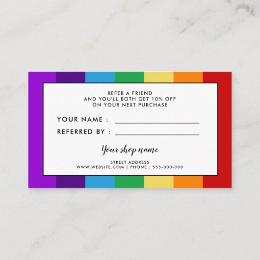 Carte De Référencement drapeau arc-en-ciel (Dos)