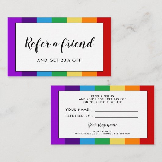 Carte De Référencement drapeau arc-en-ciel (Devant / Derrière)