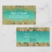 Carte De Référencement Écailles de Sirène Doré Pailleté Parrainer une Ami (Devant / Derrière)