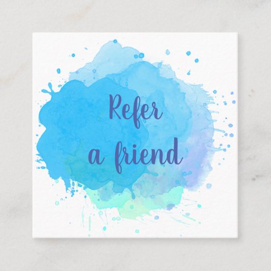 Carte De Référencement Éclaboussure d'aquarelle bleue (Devant)