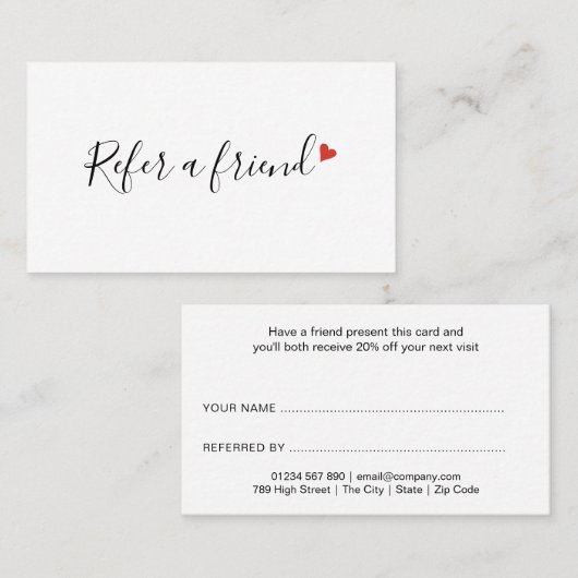 Carte De Référencement Écran moderne chic Red Love Heart (Devant / Derrière)