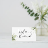 Carte De Référencement Écriture Élégante Floral Vert (Debout devant)
