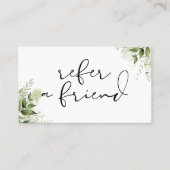 Carte De Référencement Écriture Élégante Floral Vert (Devant)