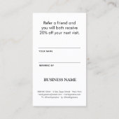 Carte De Référencement Elagant Moderne blanc et noir (Dos)