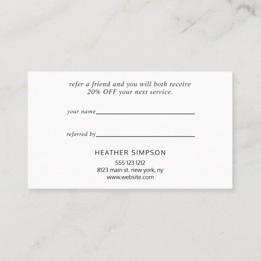 Carte De Référencement Élégant alphabet floral (Dos)