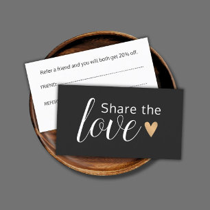 Carte De Référencement Elégant Black White Gold Heart Beauty Salon