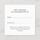 Carte De Référencement Elégant Black White Gold Heart Beauty Salon Référe (Dos)