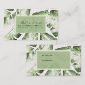 Carte De Référencement Elégant Blanc Vert Feuilles tropicaux aiguiser un  (Devant / Derrière)
