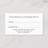 Carte De Référencement Elegant Bold Pastel Black Salon (Dos)