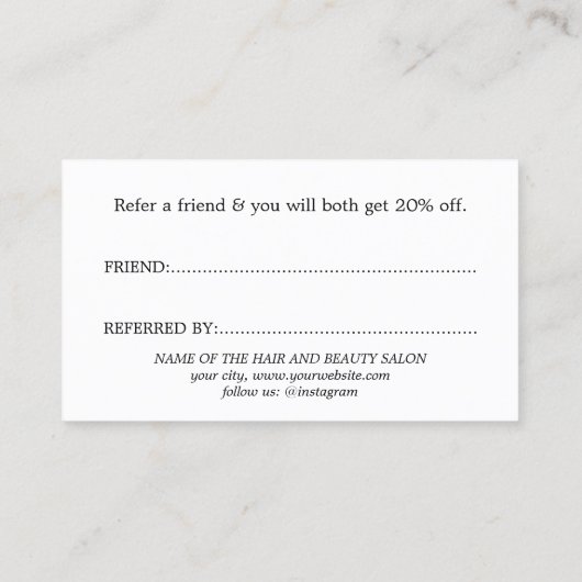 Carte De Référencement Elegant Bold Pastel Black Salon (Dos)